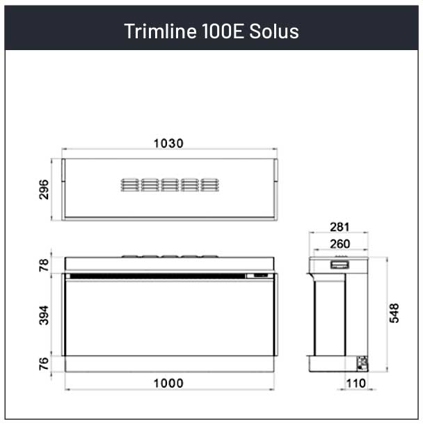 Rysynek techniczny, wymiary helex trimline 100E solus 