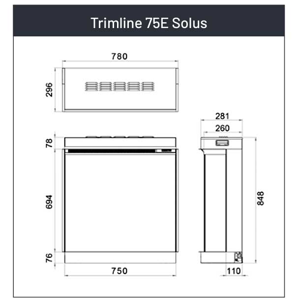 wymiary trimline 75E solus, dane techniczne 